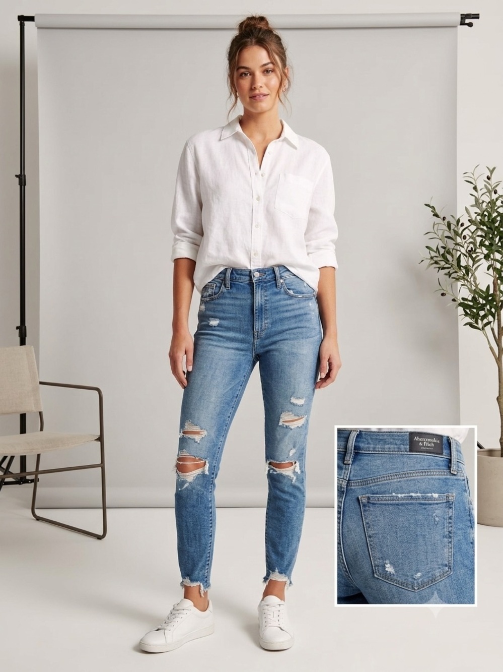 2358 - Abercrombie & Fitch "Simone" High Rise Ankle Distressed Jeans